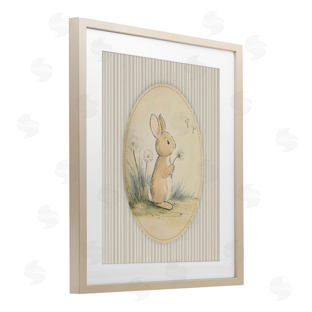 Arlington Prints Baby Bunny in Dandelions Brown Framed Print Under Glass with Matting Wall Art