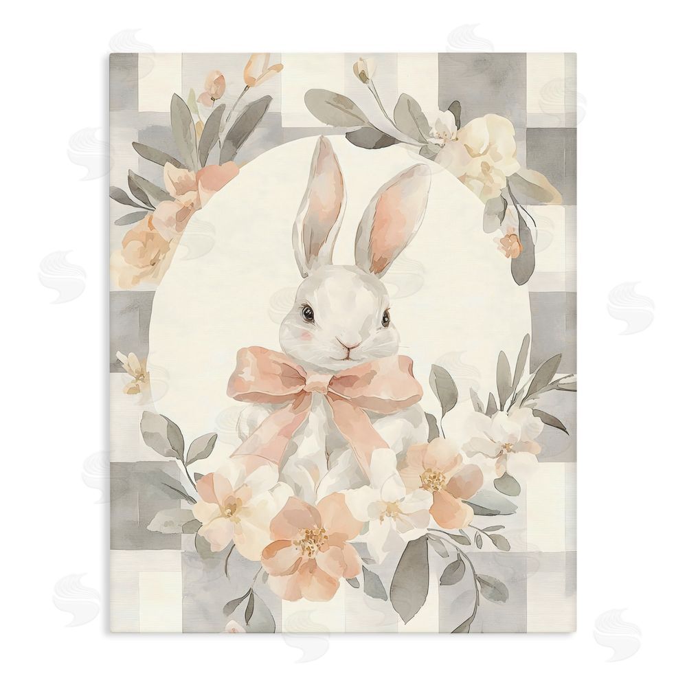 Creative Studio Adorable Bunny in Wreath Stretched Canvas Wall Art Print