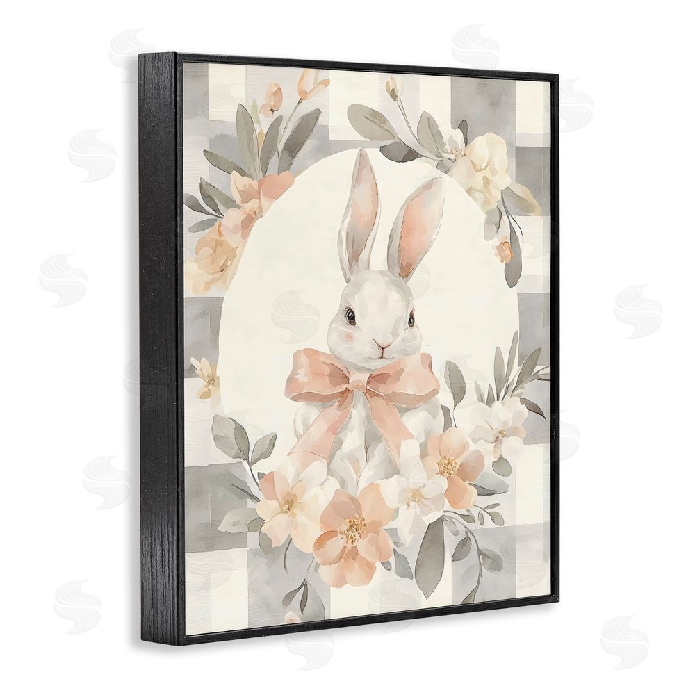 Creative Studio Adorable Bunny in Wreath Black Framed Giclee Wall Art Print