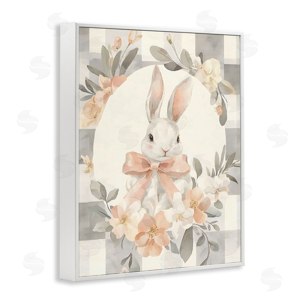 Creative Studio Adorable Bunny in Wreath White Framed Giclee Wall Art Print