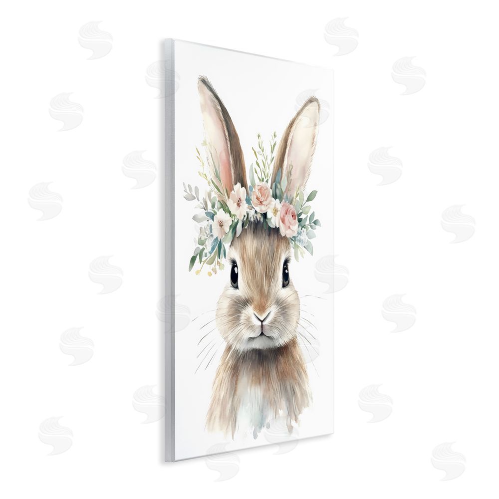 Creative Studio Flower Adorned Baby Rabbit Wall Plaque Home Decor Art Print