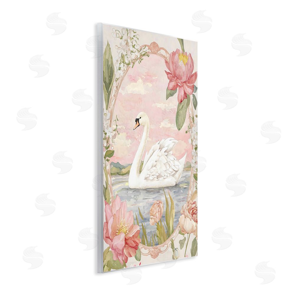 Creative Studio Floral Border Swan in Bloom Wall Plaque Home Decor Art Print