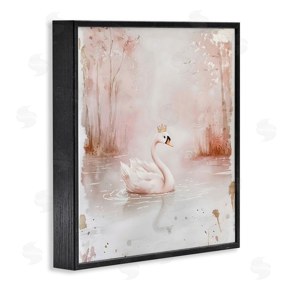 Creative Studio Swan with Crown in Pastels Black Framed Giclee Wall Art Print