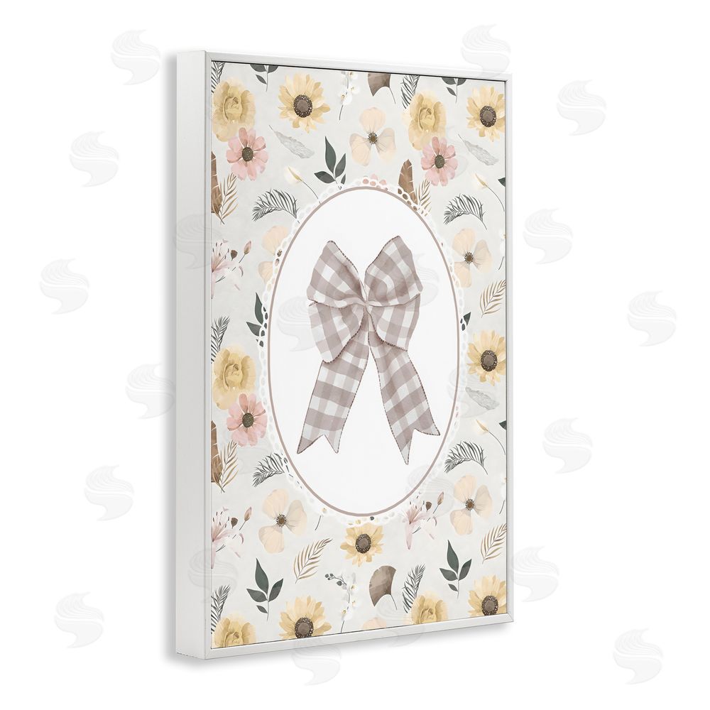 Ink Drop Loft Sunnyside Bow in Gingham White Framed Giclee Wall Art Print