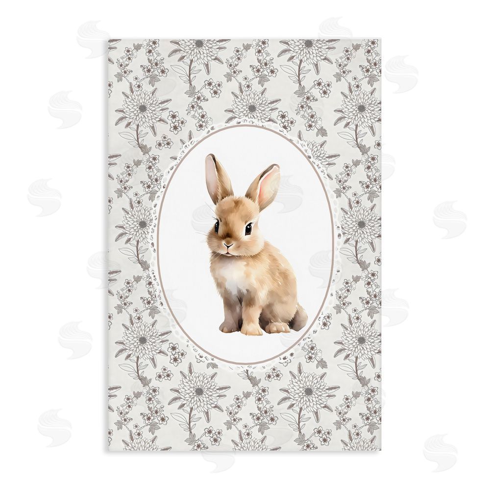 Ink Drop Loft Mauve Botanical Bunny Stretched Canvas Wall Art