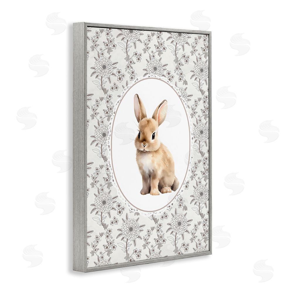 Ink Drop Loft Mauve Botanical Bunny Gray Framed Giclee Wall Art