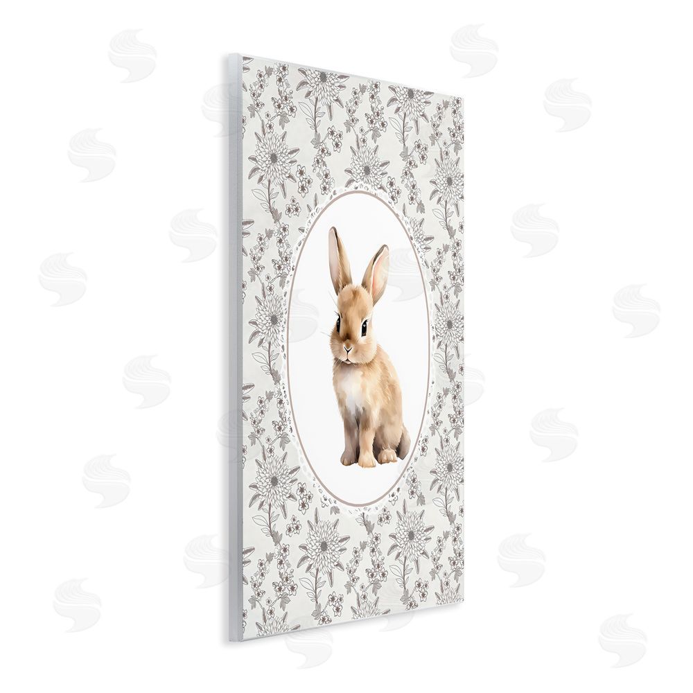 Ink Drop Loft Mauve Botanical Bunny Wall Plaque Home Decor Art Print