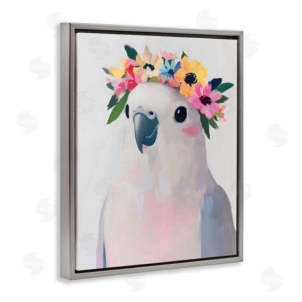 The Prints Vibe Flower Crown Dove Gray Floating Framed Canvas Wall Art