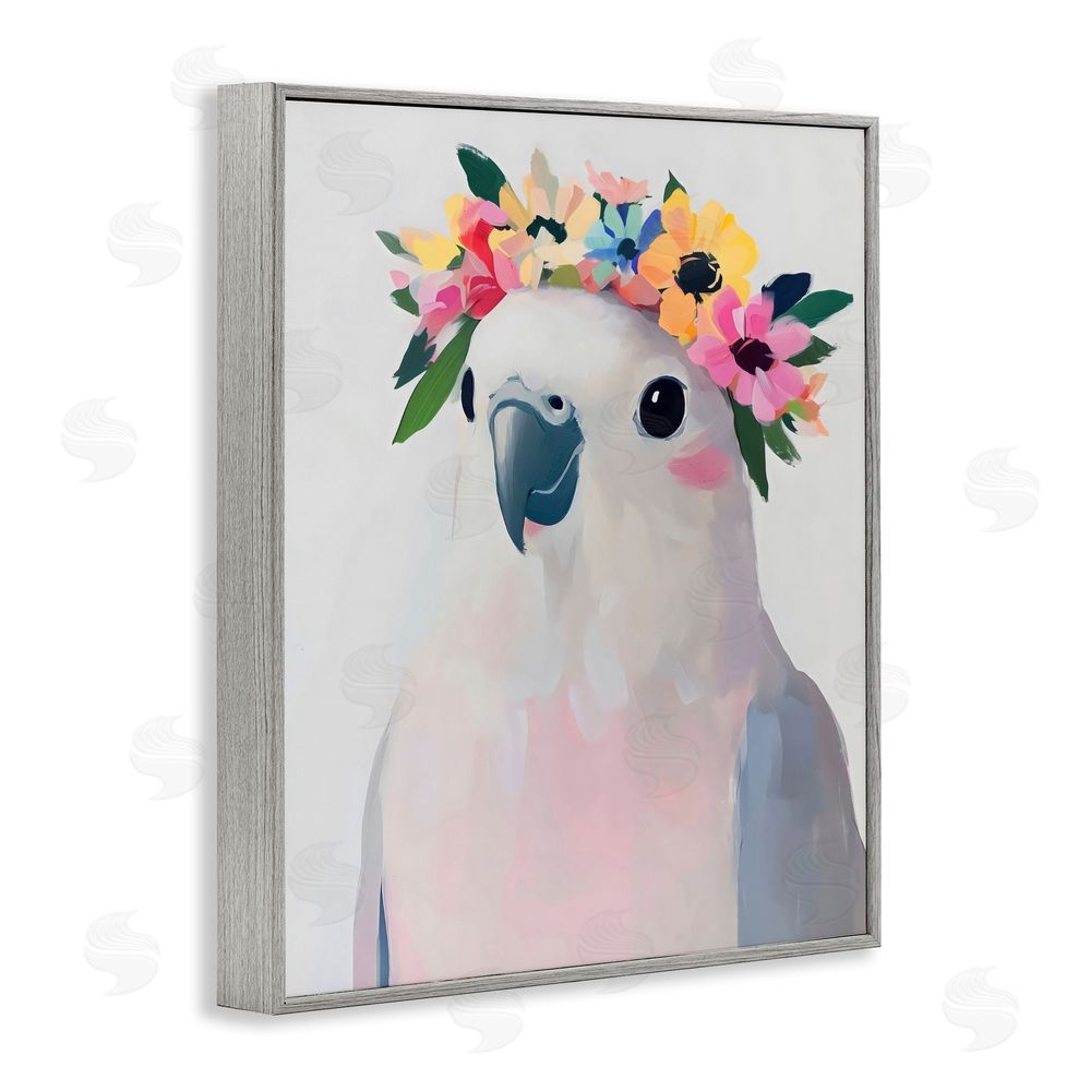 The Prints Vibe Flower Crown Dove Gray Framed Giclee Wall Art