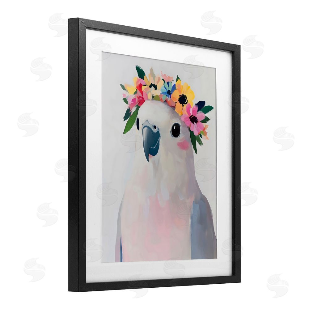 The Prints Vibe Flower Crown Dove Black Framed Print Under Glass Wall Art