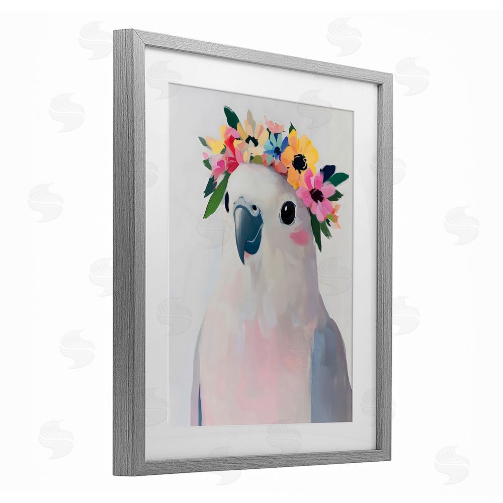 The Prints Vibe Flower Crown Dove Gray Framed Print Under Glass Wall Art