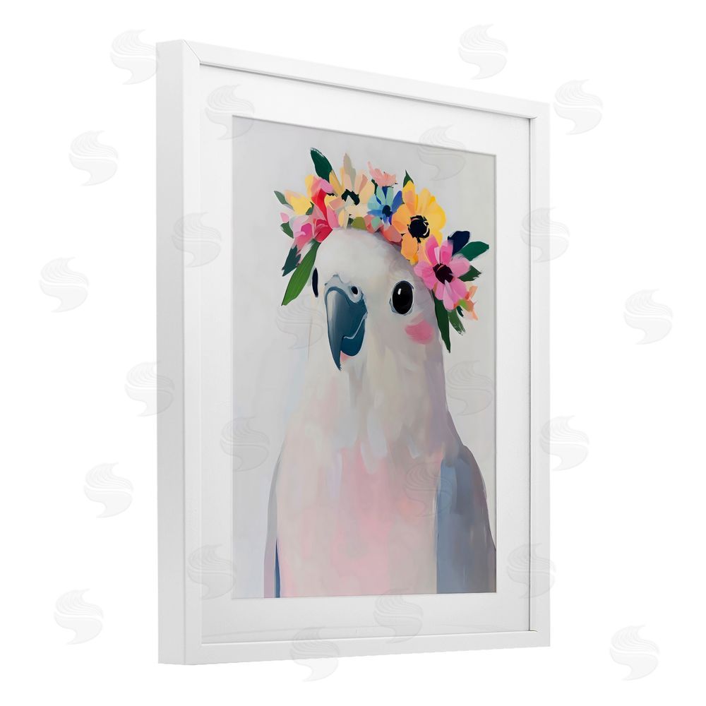 The Prints Vibe Flower Crown Dove White Framed Print Under Glass Wall Art