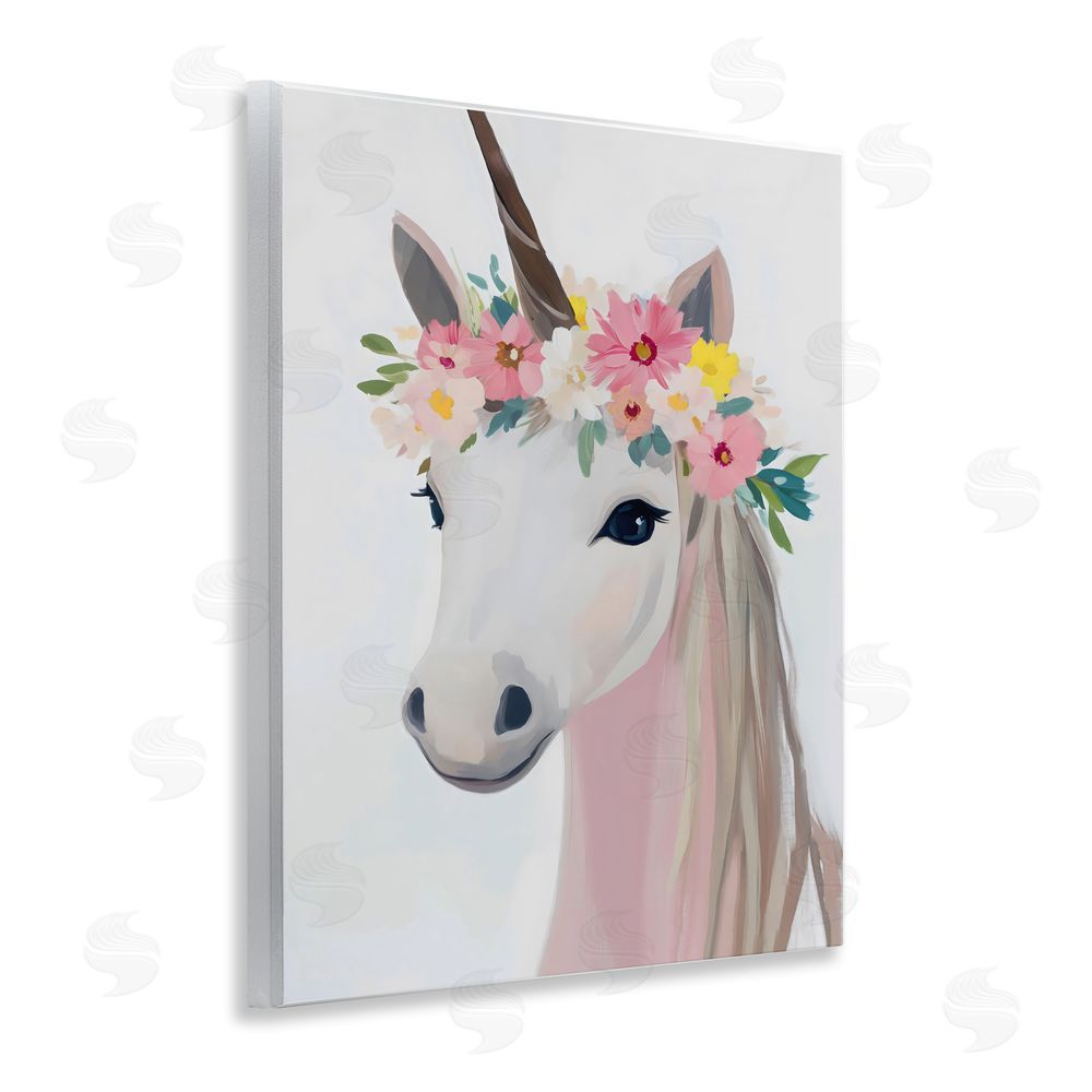 The Prints Vibe Flower Crown Unicorn Wall Plaque Home Decor Art Print