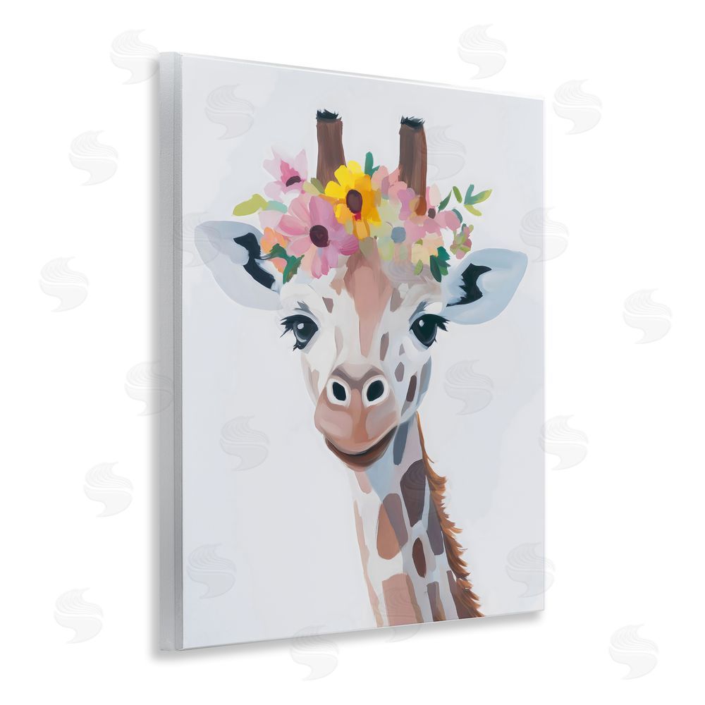 The Prints Vibe Flower Crown Giraffe Wall Plaque Home Decor Art Print