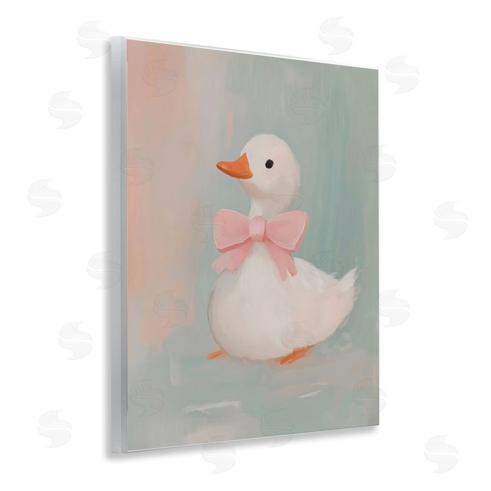 The Prints Vibe Duckling Portrait with Bow Wall Plaque with Fixed Lithograph Print