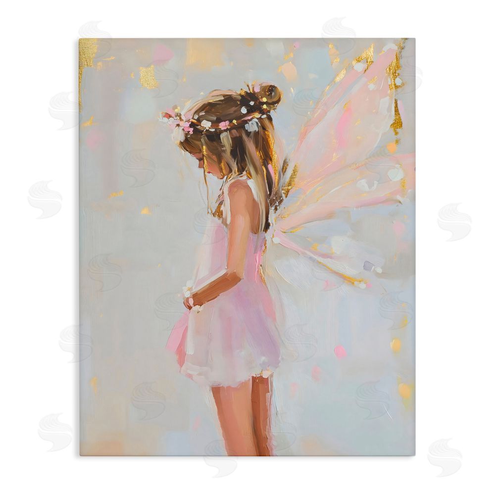 The Prints Vibe Youthful Fairy Girl Stretched Canvas Wall Art Print