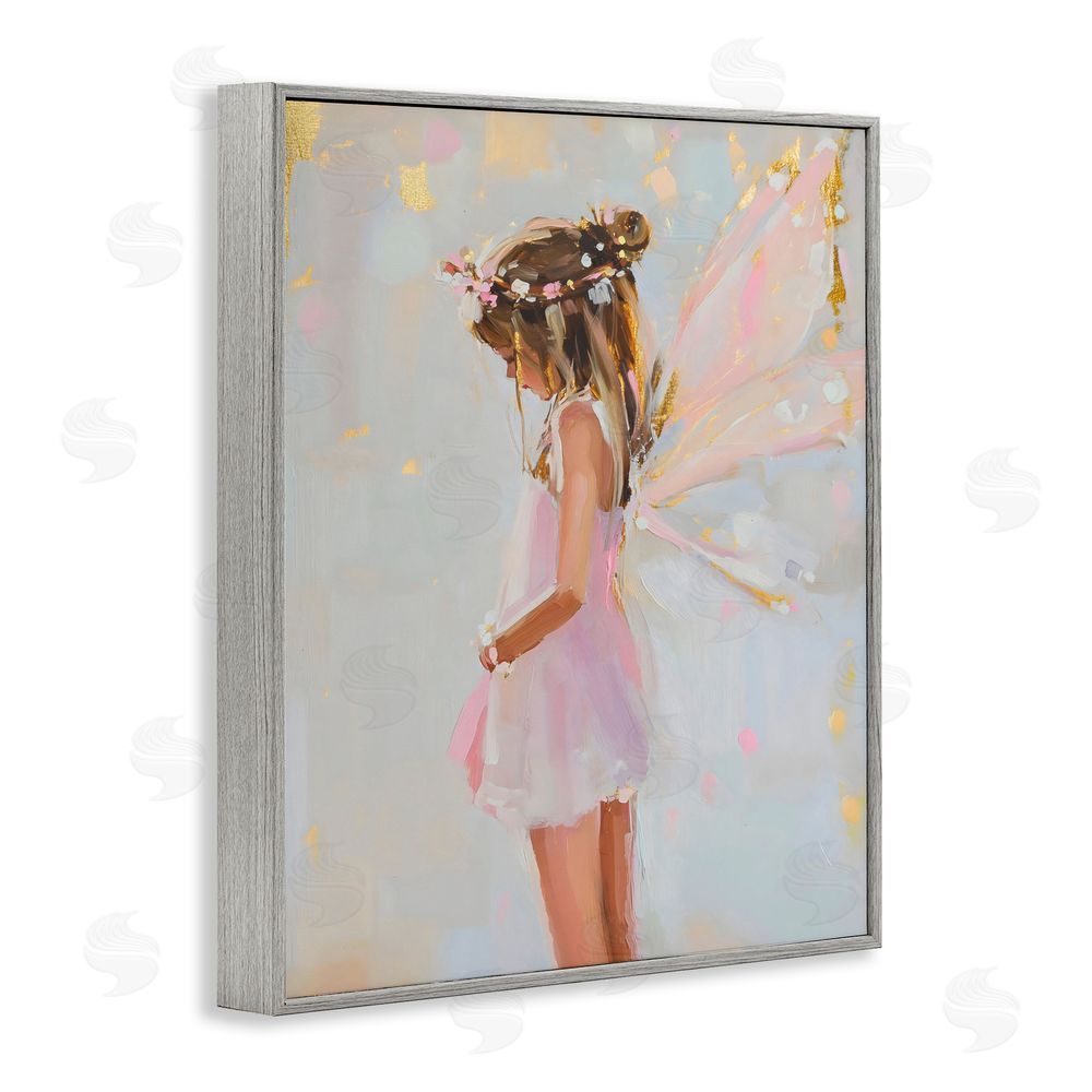 The Prints Vibe Youthful Fairy Girl Gray Framed Giclee Wall Art Print