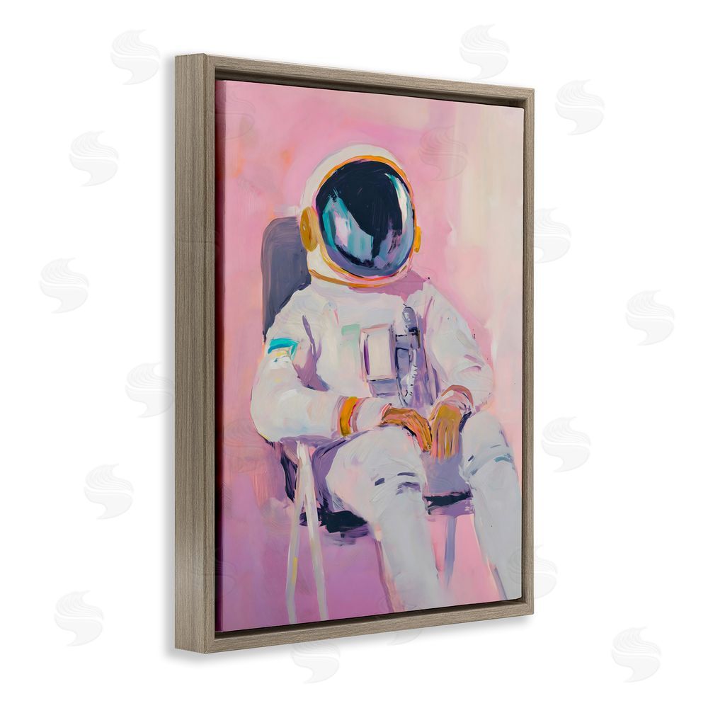 The Prints Vibe Resting Astronaut on Chair Brown Floating Framed Canvas Wall Art