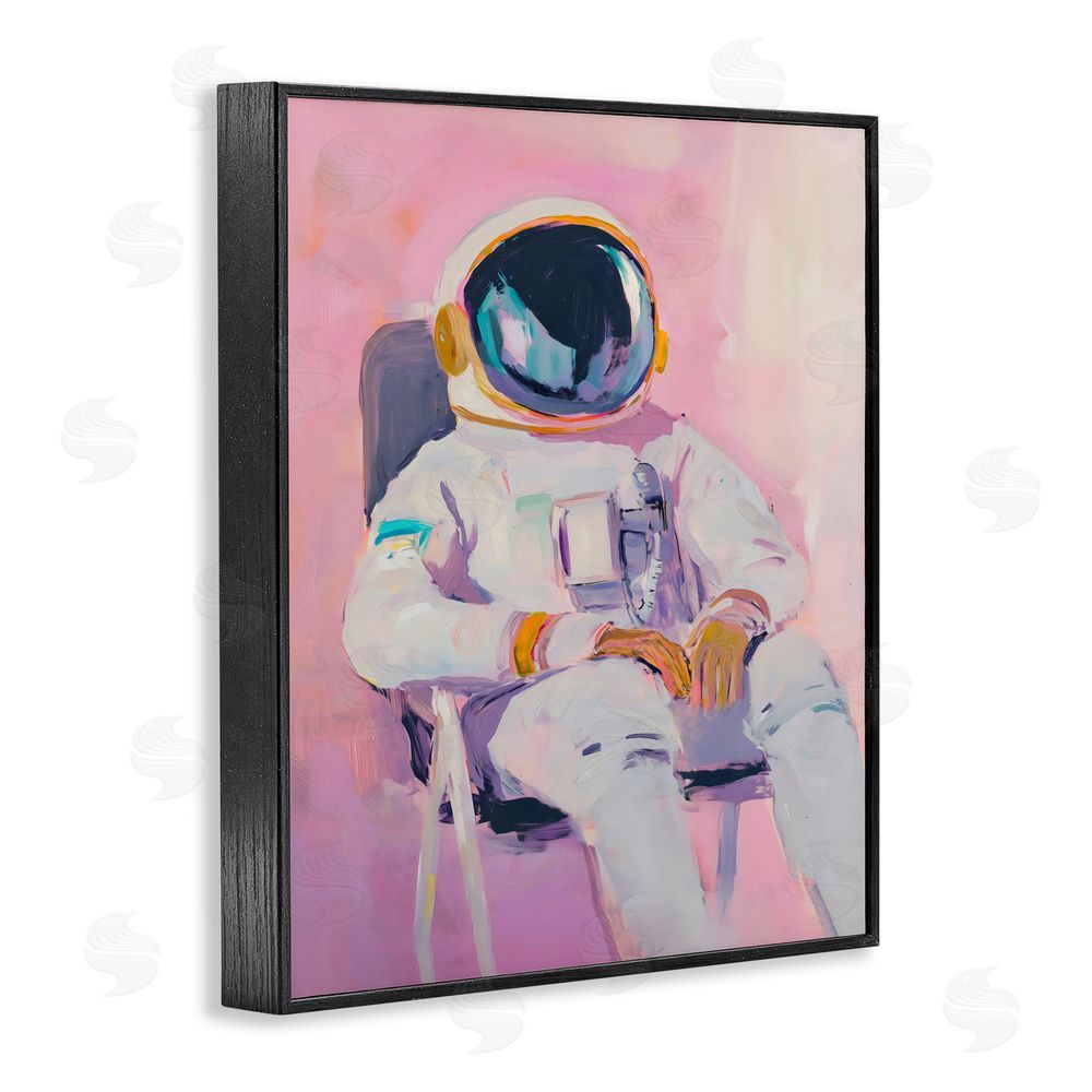 The Prints Vibe Resting Astronaut on Chair Black Framed Giclee Wall Art