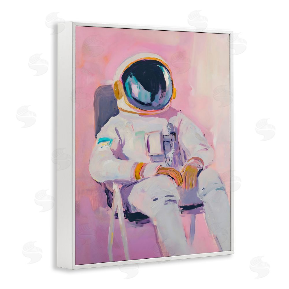 The Prints Vibe Resting Astronaut on Chair White Framed Giclee Wall Art