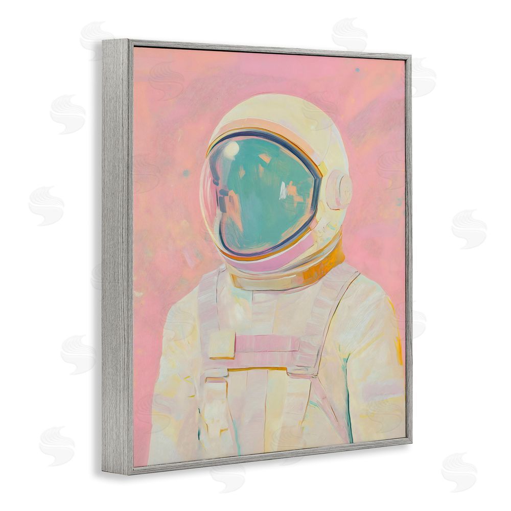 The Prints Vibe Astronaut Portrait in Pink Dream Gray Framed Giclee Wall Art Print