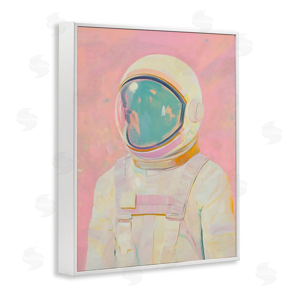 The Prints Vibe Astronaut Portrait in Pink Dream White Framed Giclee Wall Art Print