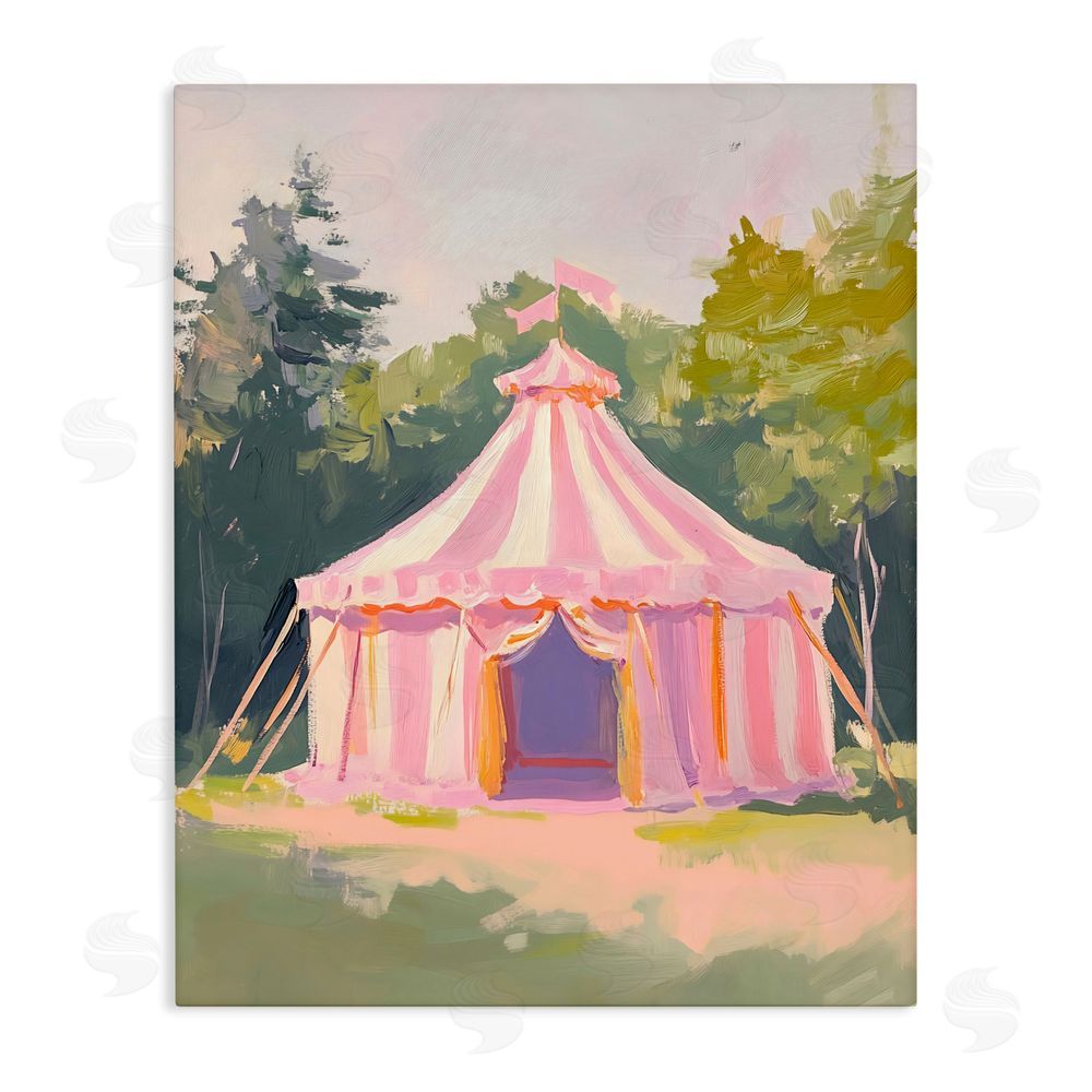 The Prints Vibe Pink Circus Tent in Meadow Stretched Canvas Wall Art