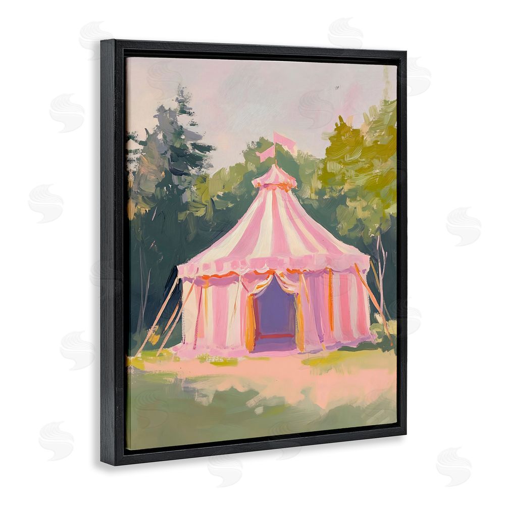 The Prints Vibe Pink Circus Tent in Meadow Black Floating Framed Canvas Wall Art