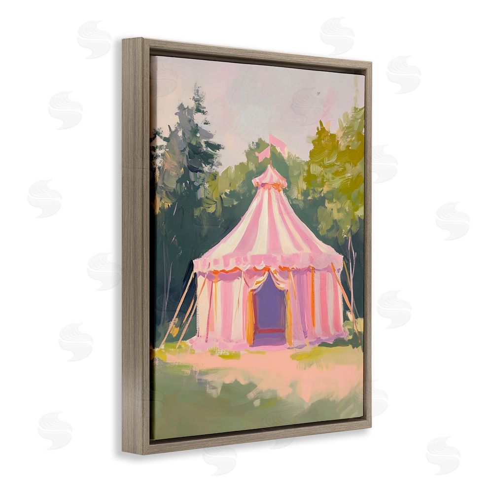 The Prints Vibe Pink Circus Tent in Meadow Brown Floating Framed Canvas Wall Art