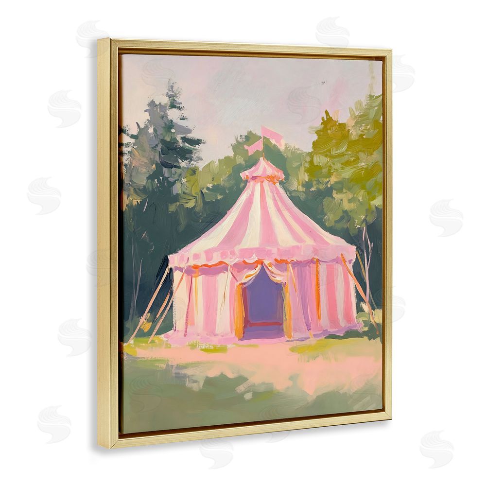 The Prints Vibe Pink Circus Tent in Meadow Gold Floating Framed Canvas Wall Art