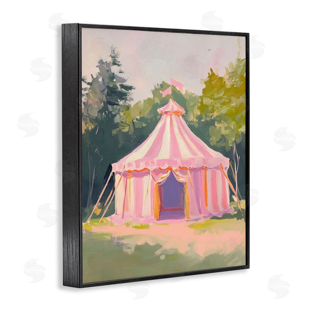 The Prints Vibe Pink Circus Tent in Meadow Black Framed Giclee Wall Art