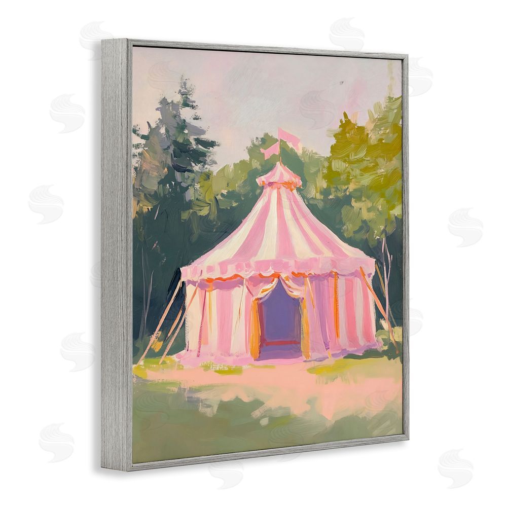The Prints Vibe Pink Circus Tent in Meadow Gray Framed Giclee Wall Art