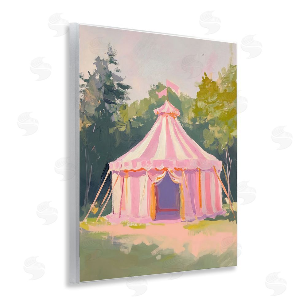 The Prints Vibe Pink Circus Tent in Meadow Wall Plaque Home Decor Art Print