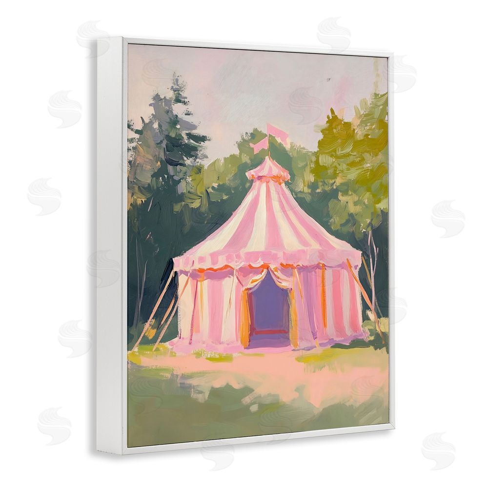 The Prints Vibe Pink Circus Tent in Meadow White Framed Giclee Wall Art