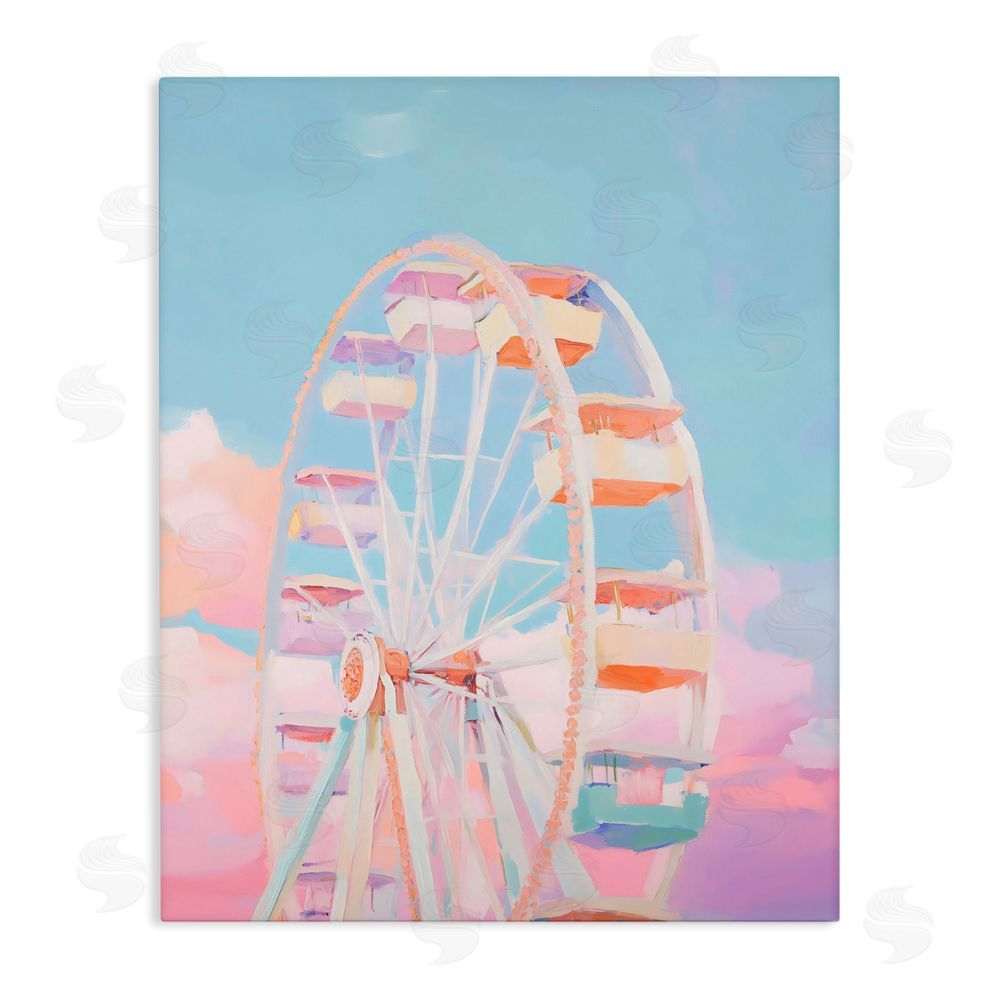 The Prints Vibe Ferris Wheel & Cotton Candy Sky Stretched Canvas Wall Art