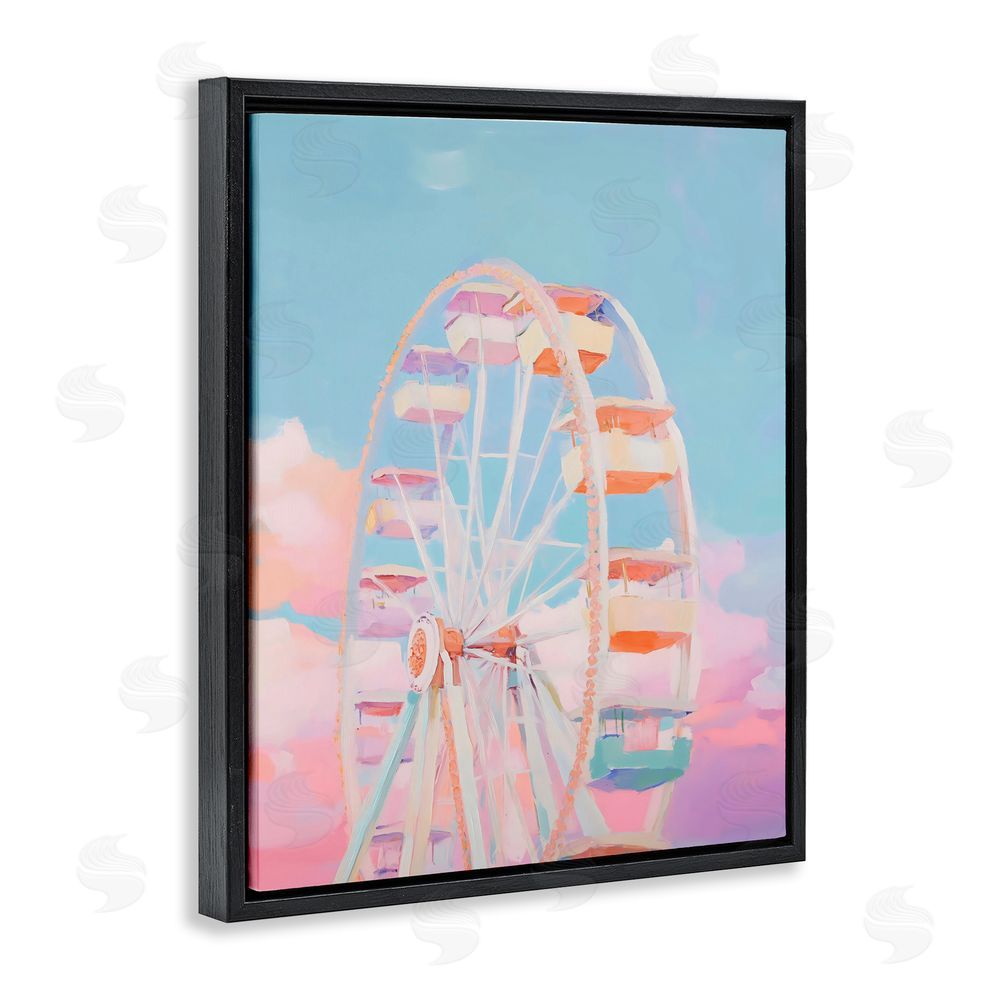 The Prints Vibe Ferris Wheel & Cotton Candy Sky Black Floating Framed Canvas Wall Art