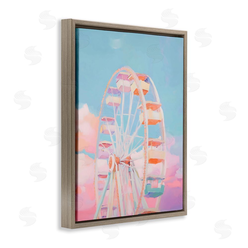 The Prints Vibe Ferris Wheel & Cotton Candy Sky Brown Floating Framed Canvas Wall Art