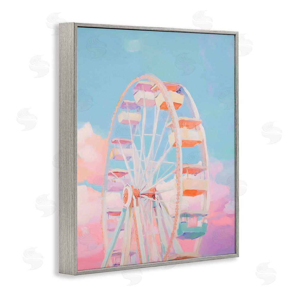 The Prints Vibe Ferris Wheel & Cotton Candy Sky Gray Framed Giclee Wall Art