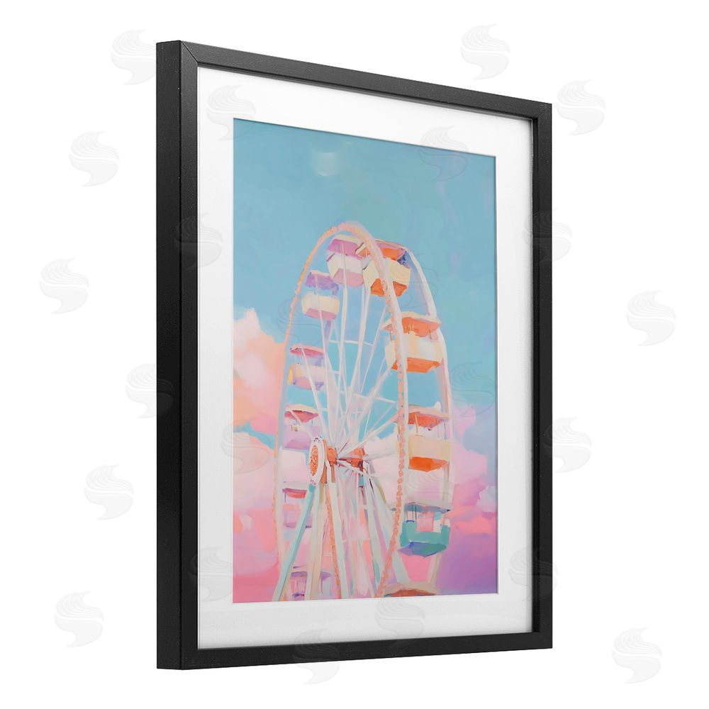The Prints Vibe Ferris Wheel & Cotton Candy Sky Black Framed Print Under Glass Wall Art