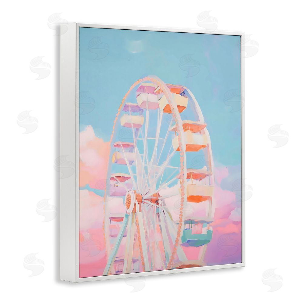 The Prints Vibe Ferris Wheel & Cotton Candy Sky White Framed Giclee Wall Art