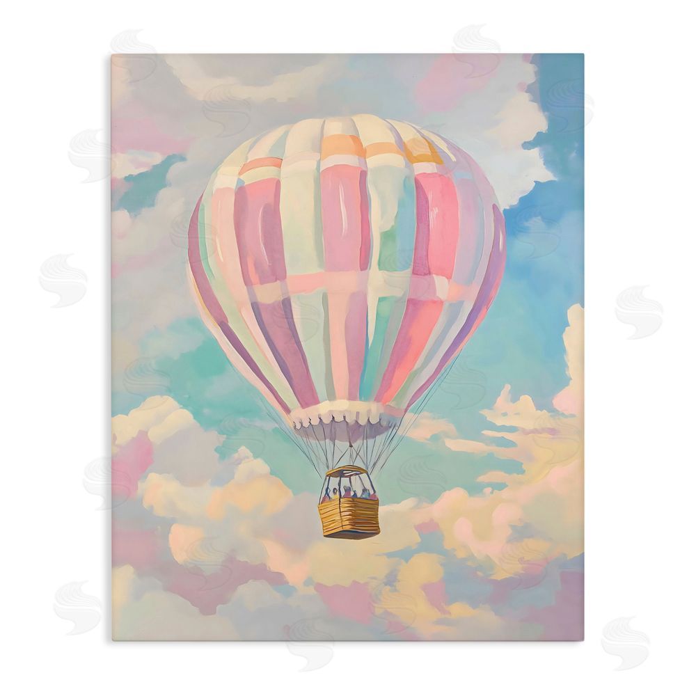 The Prints Vibe Pastel Hot Air Balloon Stretched Canvas Wall Art