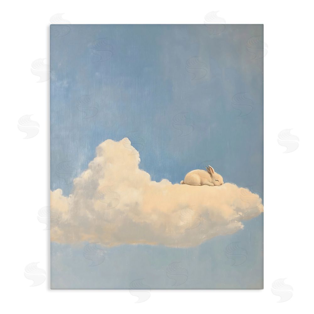 The Prints Vibe Sleeping Bunny on Cloud Stretched Canvas Wall Art Print