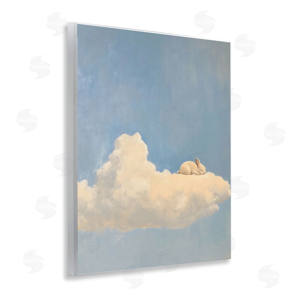 The Prints Vibe Sleeping Bunny on Cloud Wall Plaque Printed Art