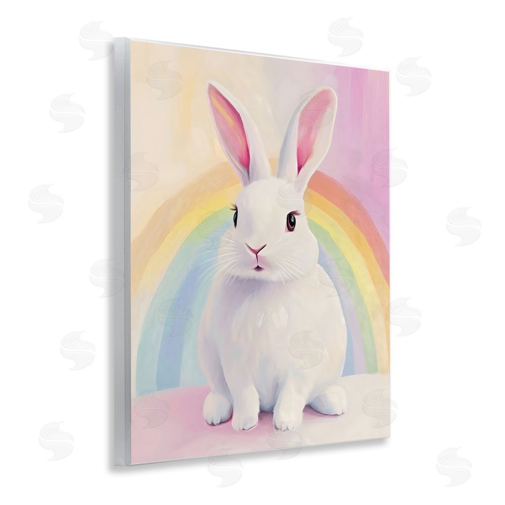 The Prints Vibe Rainbow Bunny in Pastel Hues Wall Plaque Home Decor Art Print