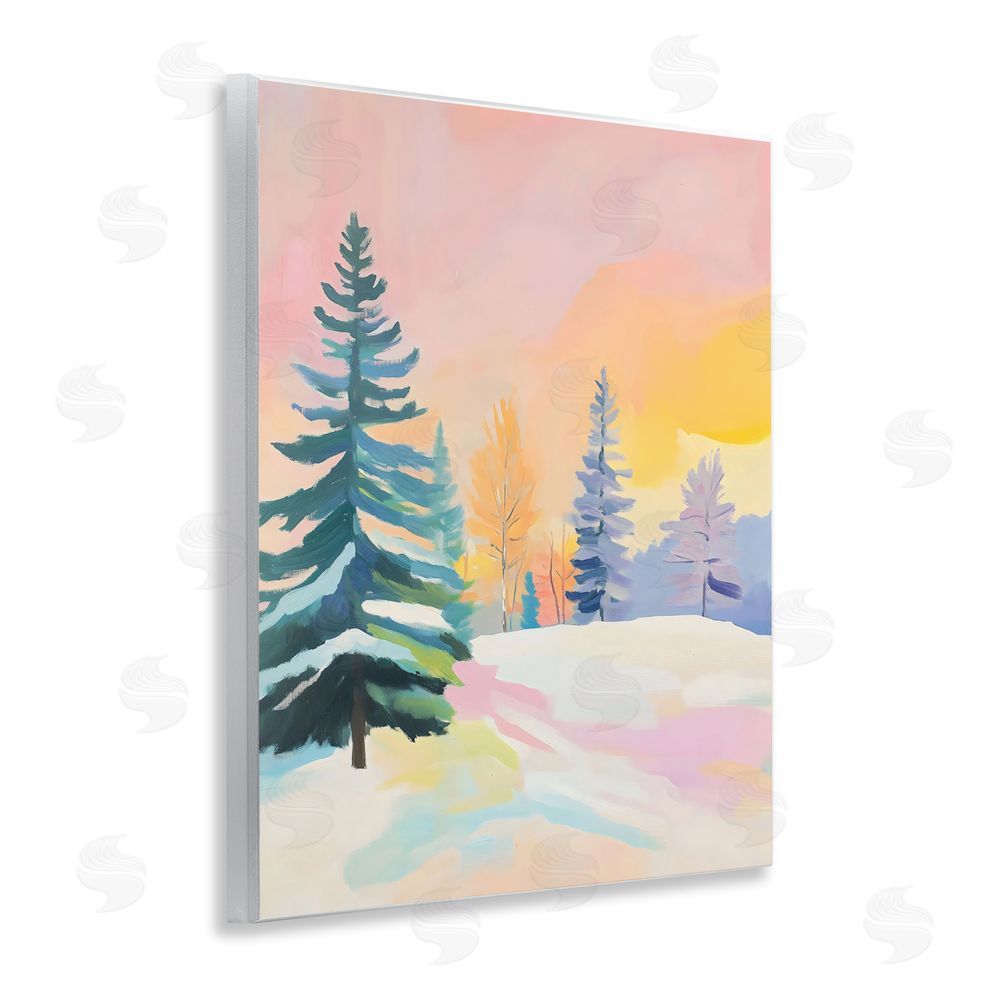 The Prints Vibe Winter Forest Snowscape in Pastels Wall Plaque Printed Art