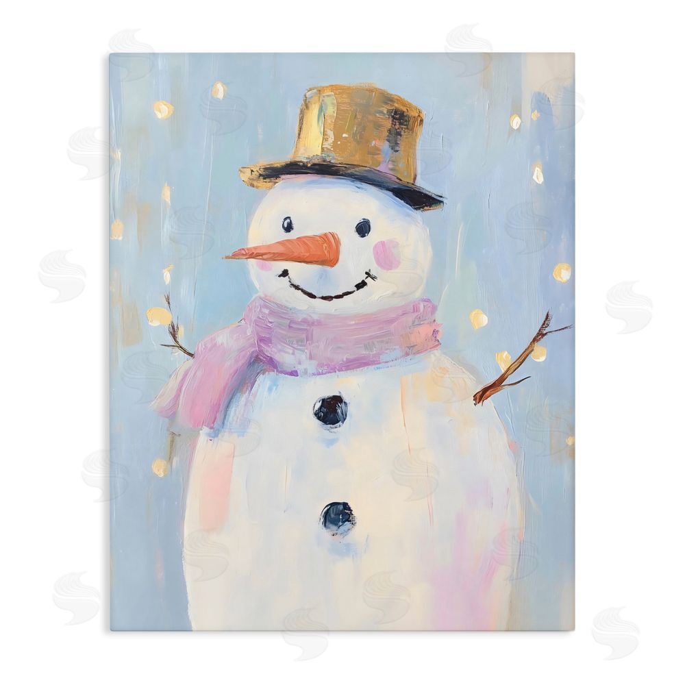 The Prints Vibe Cheerful Pastel Snowman Stretched Canvas Wall Art Print