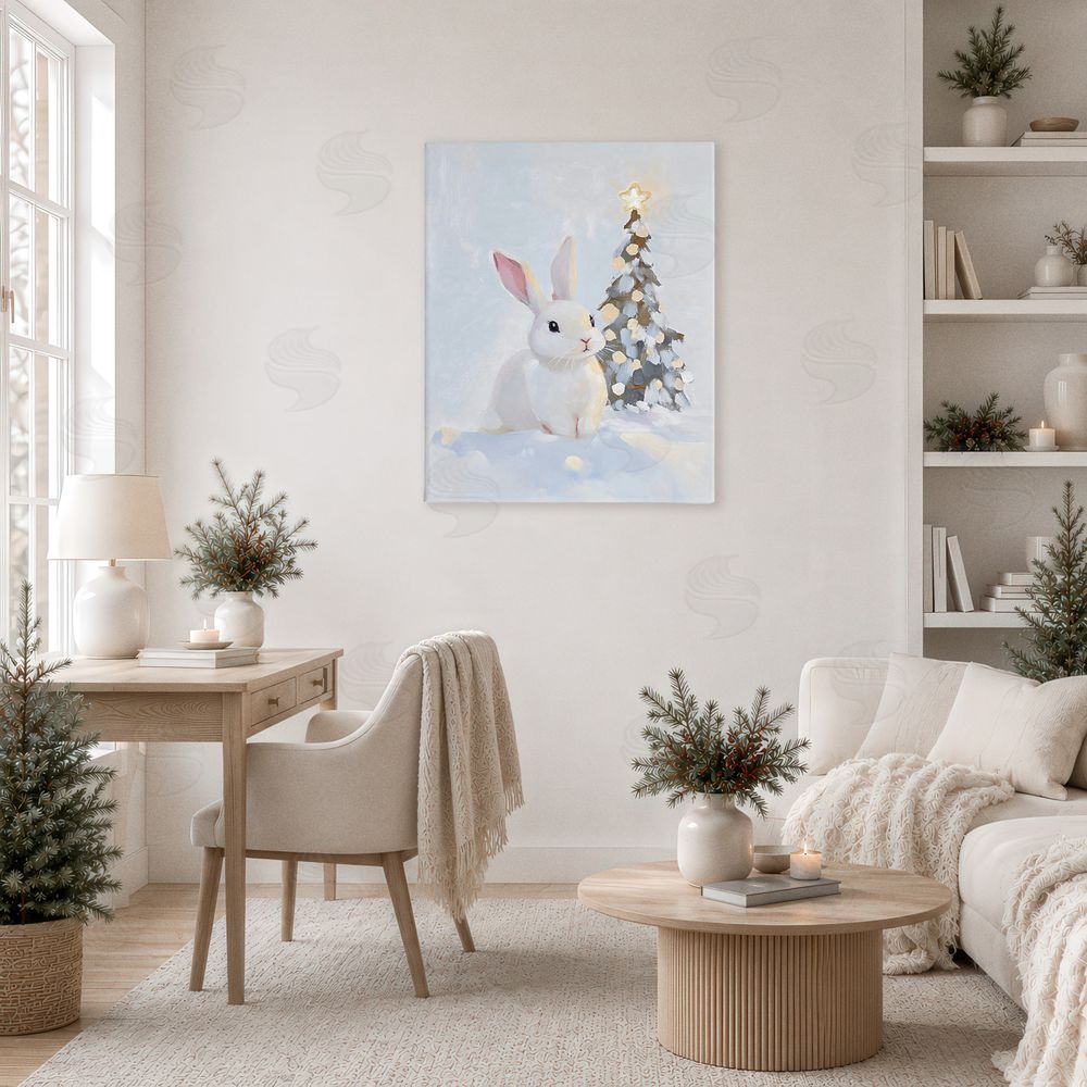 The Prints Vibe Christmas Bunny in Snow Pile