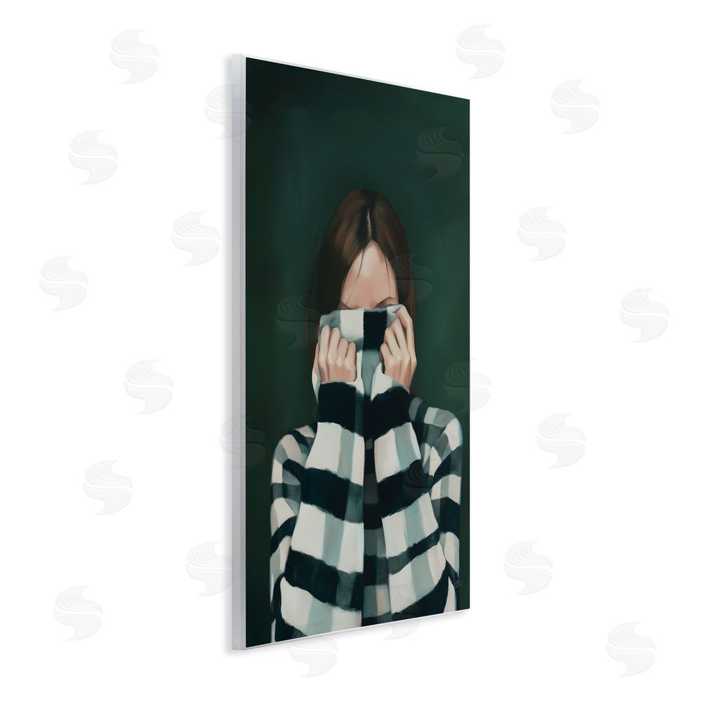 Ros Ruseva Warmed Striped Sweater Portrait Wall Plaque Printed Art