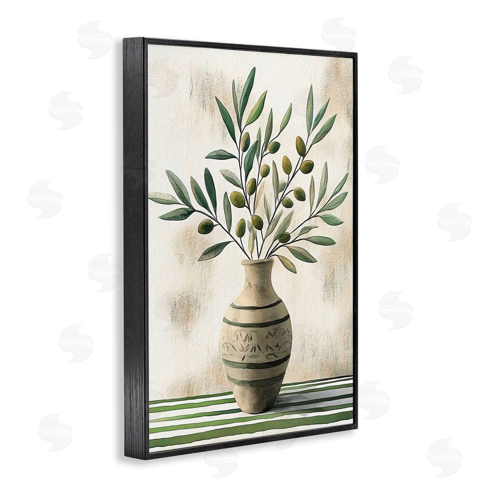 Creative Studio Vase of Olive Branches Black Framed Giclee Wall Art Print