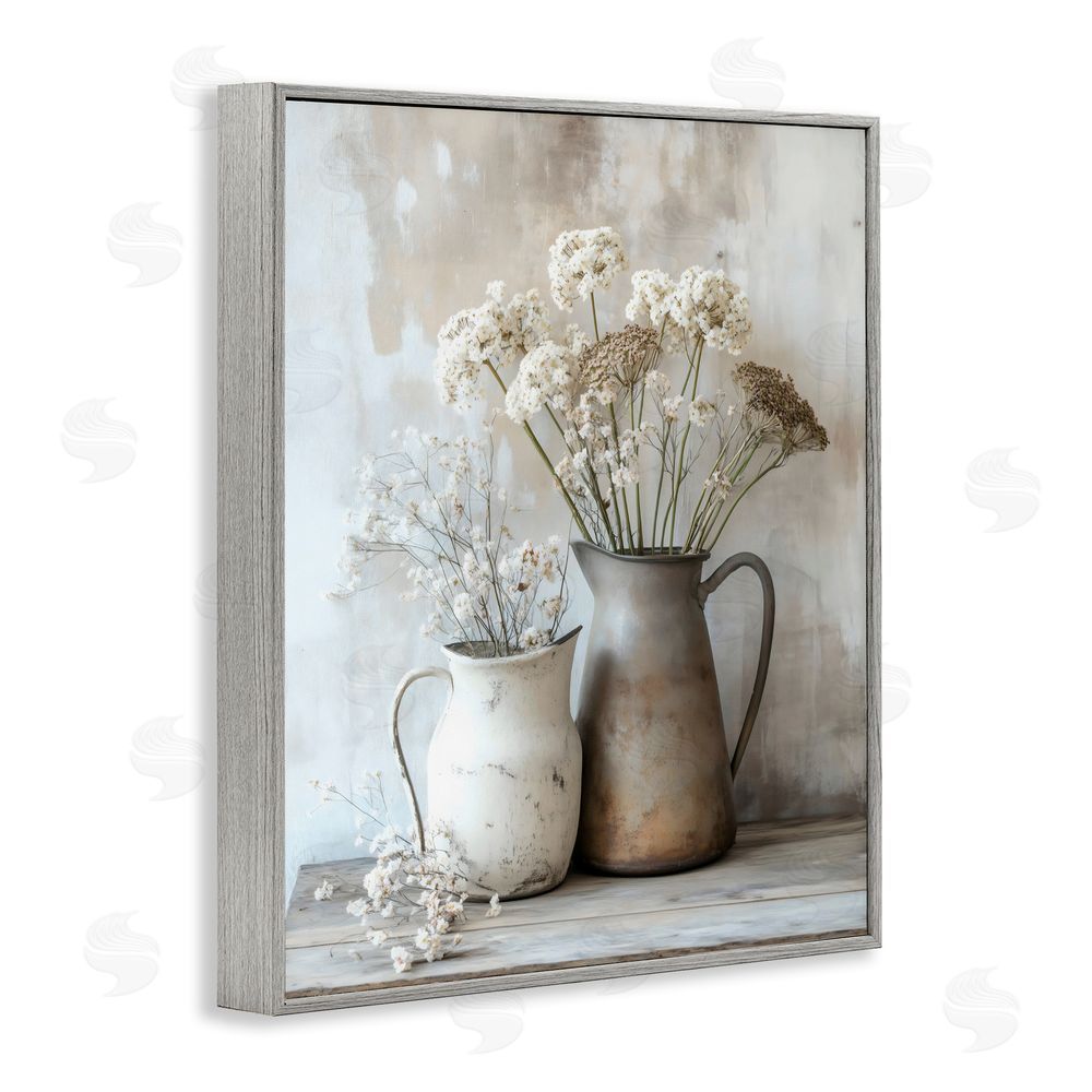 Creative Studio Rustic Flower Arrangement in Pitchers Gray Framed Giclee Wall Art